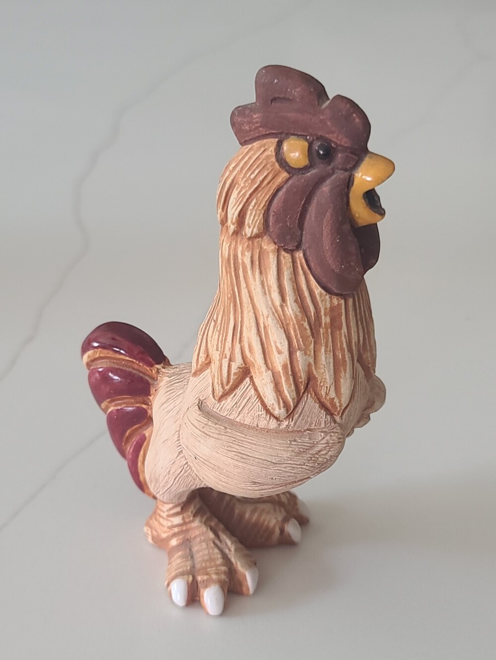 Vtg Ceramic Rooster Chicken Figurine Hand Painted Possibly Artesania Rinconada